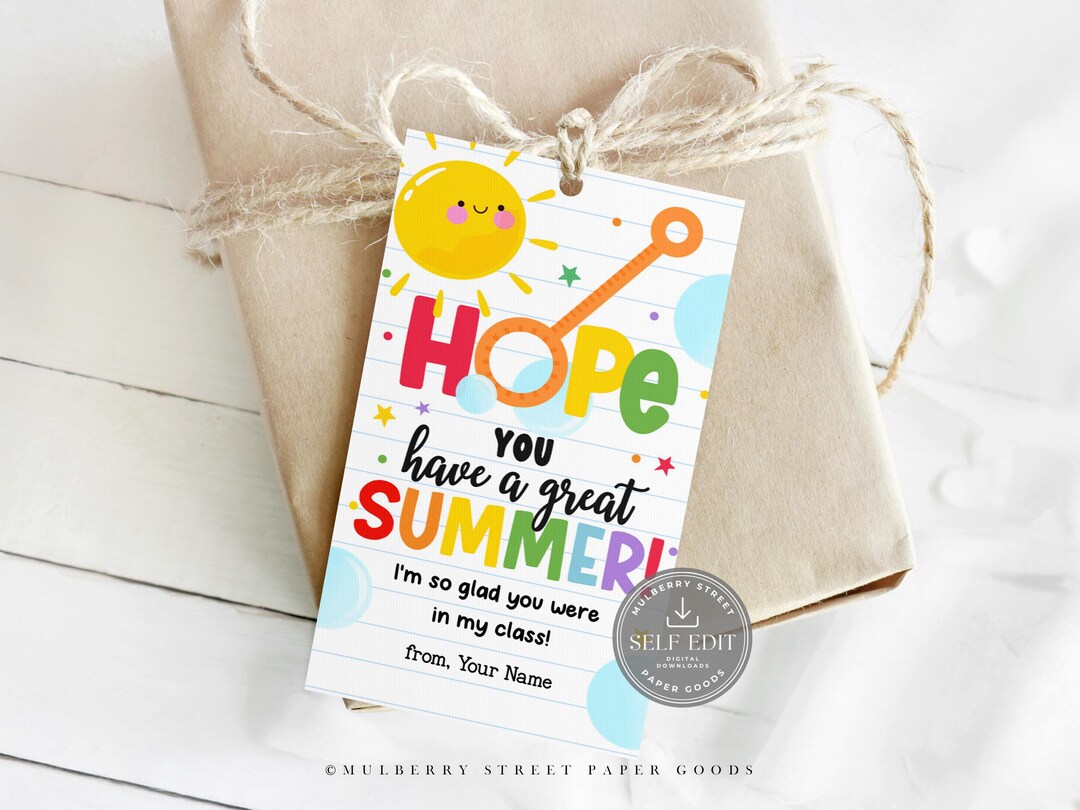 Bubbles Last Day of School Gift Tag Canva Template, Printable Summer ...