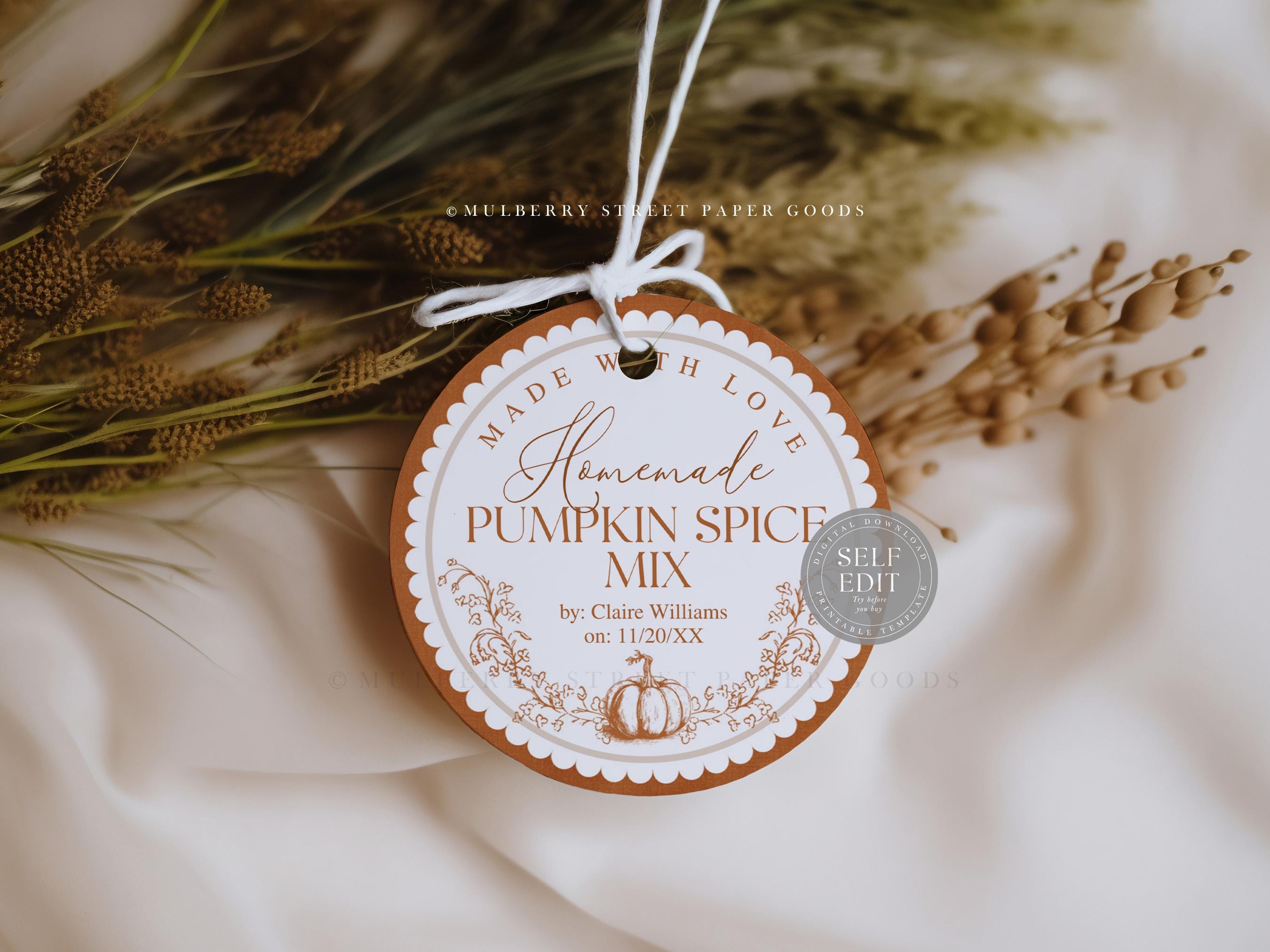 Fall Labels Printable Custom Fall Label Printable Digital Download Editable Pumpkin Spice Mix ...