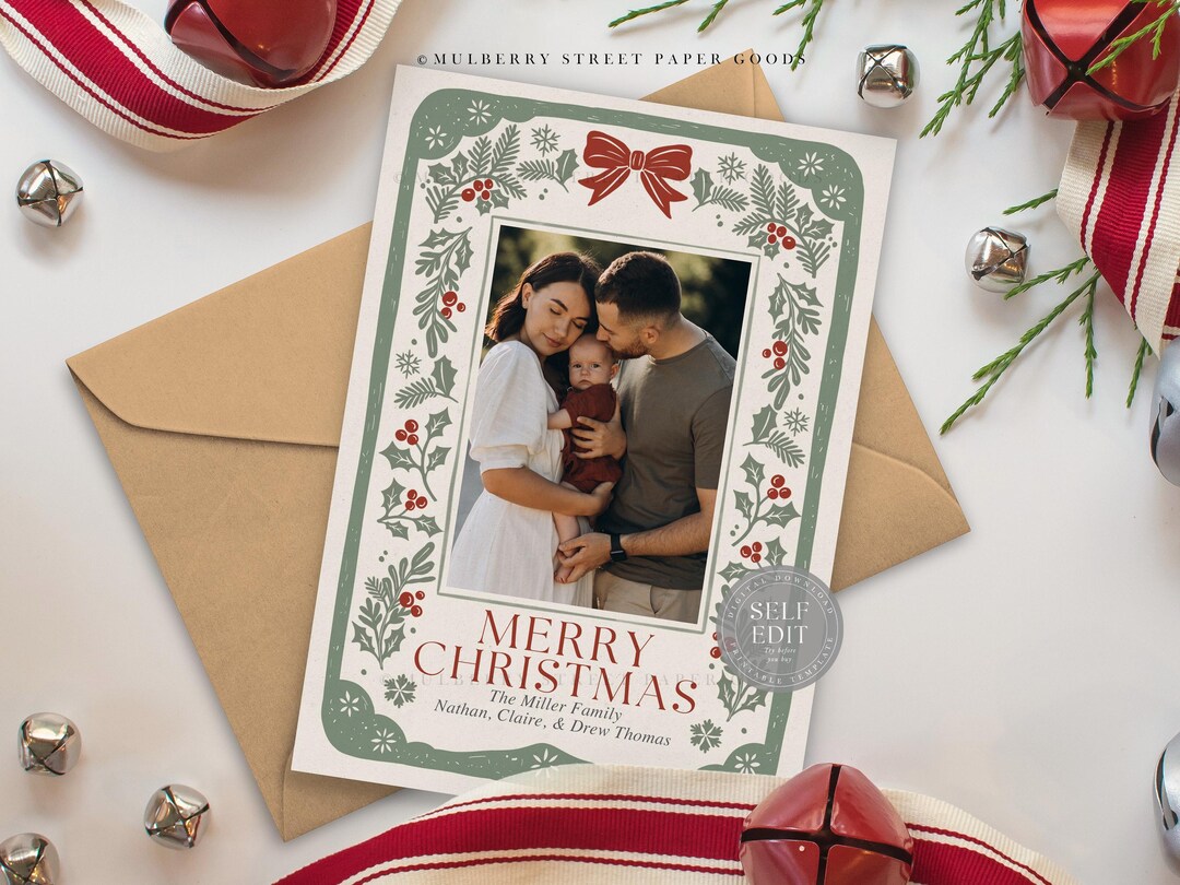 Editable Christmas Card Printable Digital Download Canva Template ...