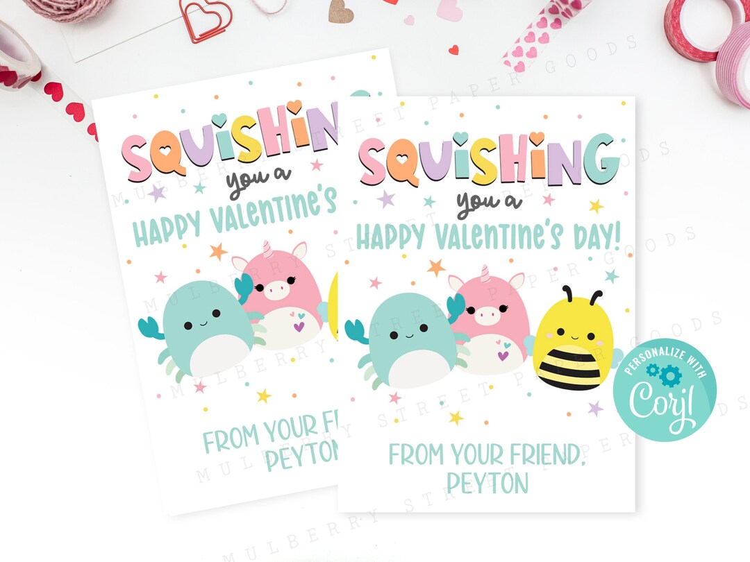 Squishing You A Happy Valentine s Day Printable Squishmallow Valentine Card Instant Download