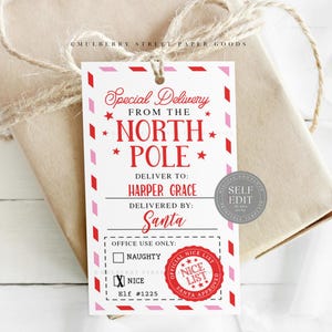 Santa Gift Tag Printable Digital Download Personalized Santa Tag Christmas Printable Custom Gift From Santa Gift Tags Canva Template Corjl