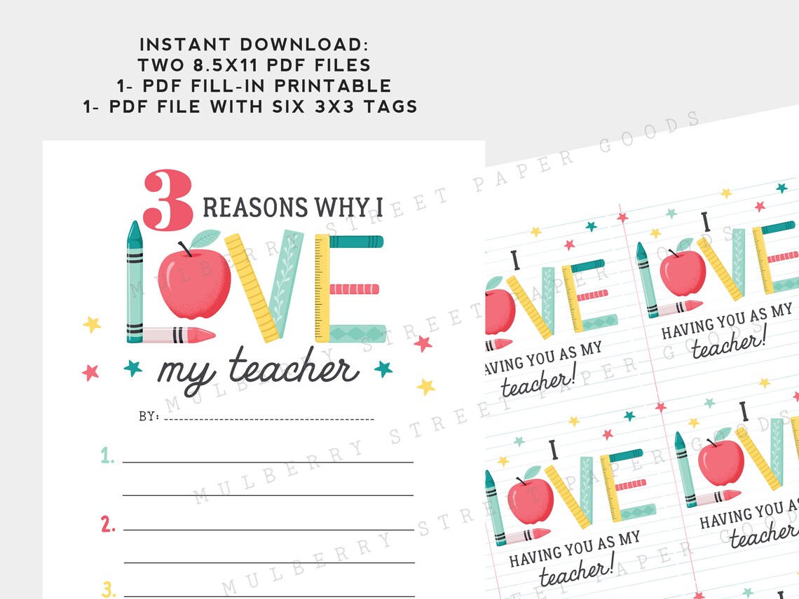 Why I Love My Teacher Printable