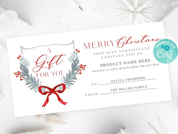 Printable and Editable Gift Certificate Instant Download - Etsy