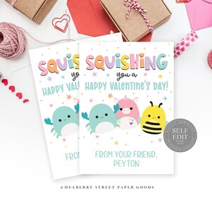 Carte de Saint-Valentin imprimable en téléchargement immédiat Carte de la Saint-Valentin Squishy en téléchargement immédiat Tag pour salle de classe en téléchargement numérique
