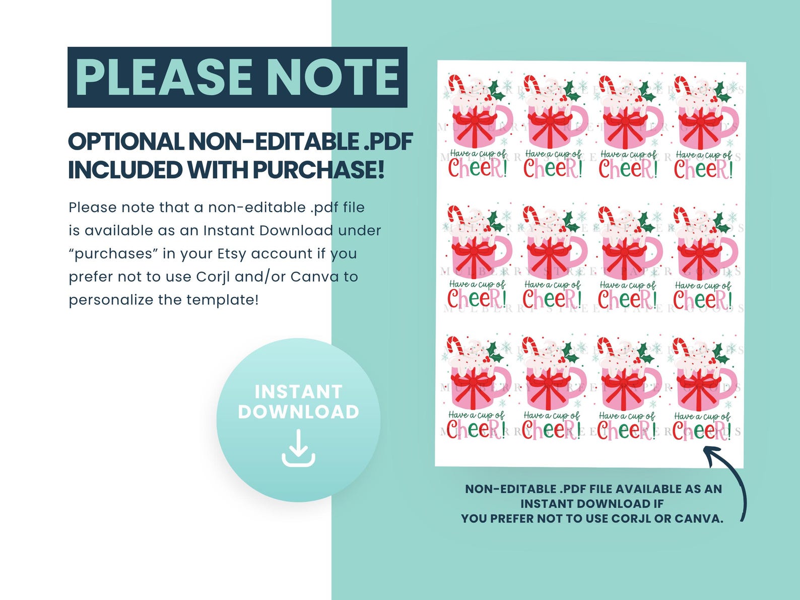 Hot Case Tags Christmas Mug Gift Tag Printable Digital Download Canva Template ...