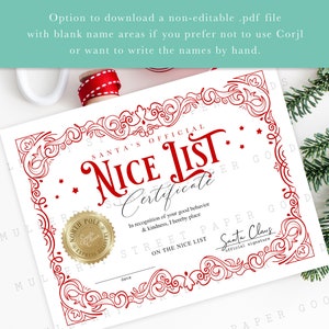 Santa's Official Nice List Certificate Canva Template Editable Nice List Letter From Santa Christmas Printable Personalized Nice List Corjl image 3