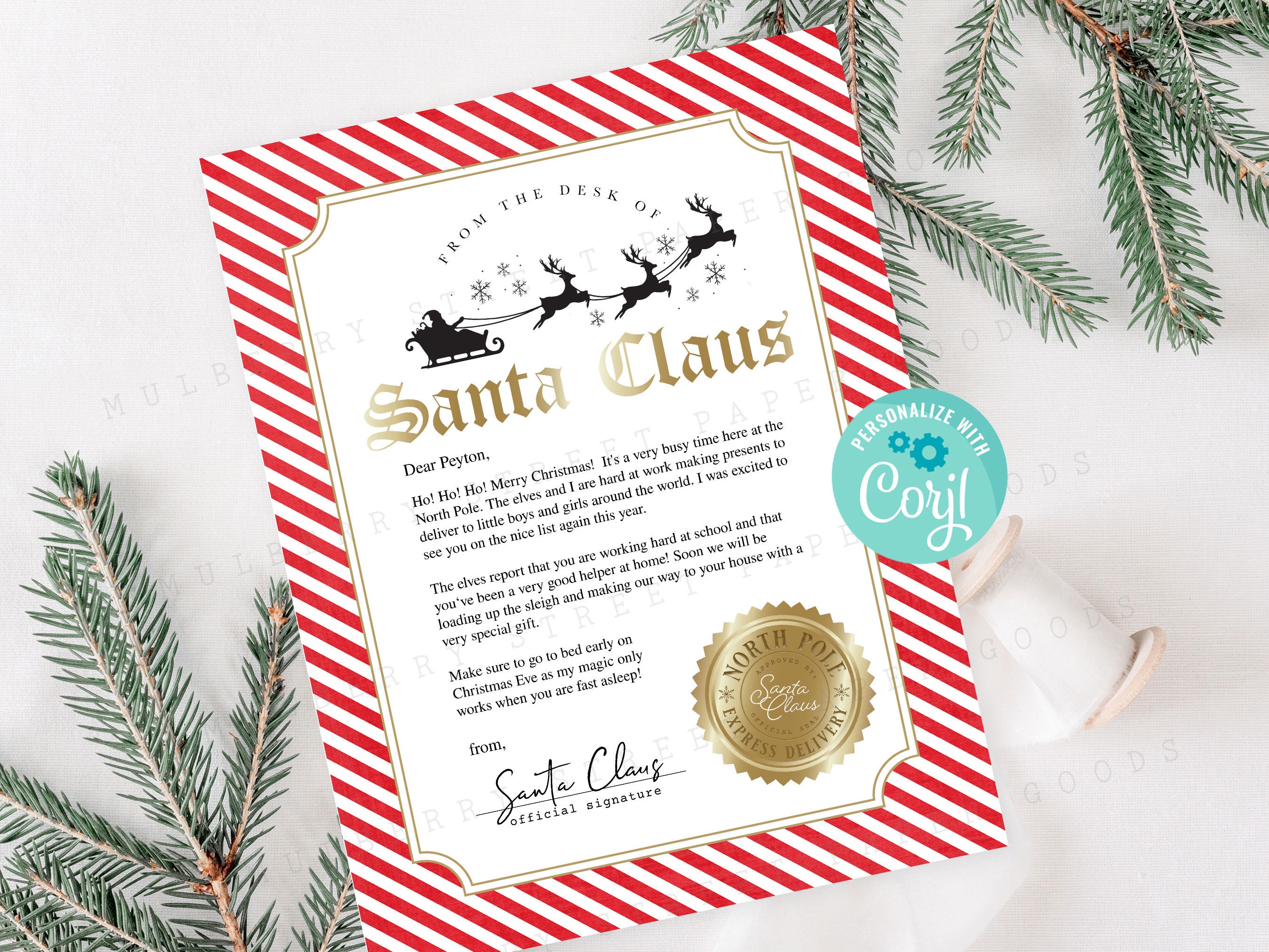 Editable Letter From Santa Canva Template Digital Download Letter From ...