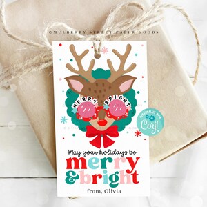Merry and Bright Christmas Gift Tag Printable Trendy Freundschaft Beads Weihnachten Party Favor Tags Digital Download Weihnachten Geburtstag Corjl