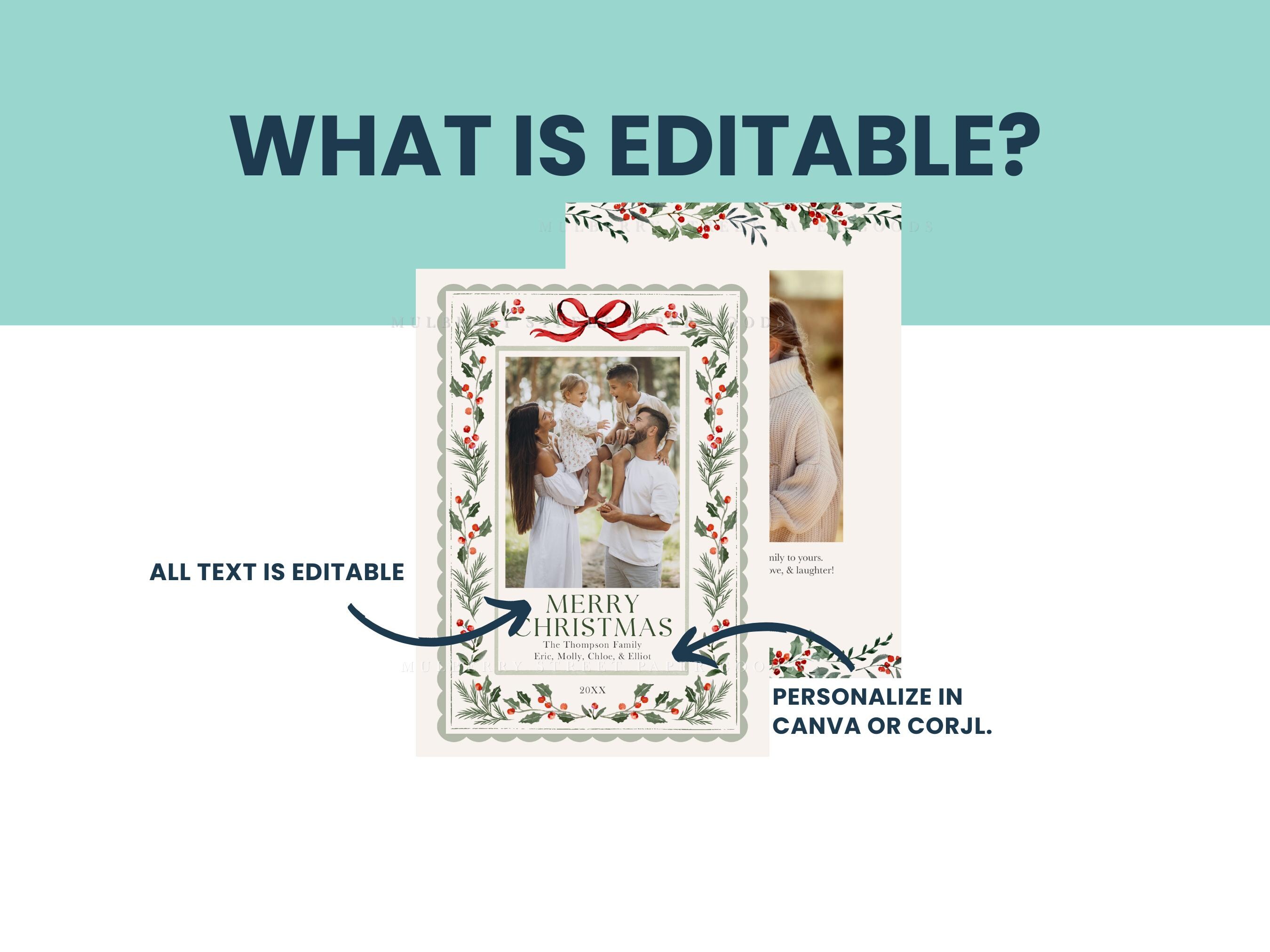 Editable Christmas Card Printable Digital Download Watercolor Custom ...