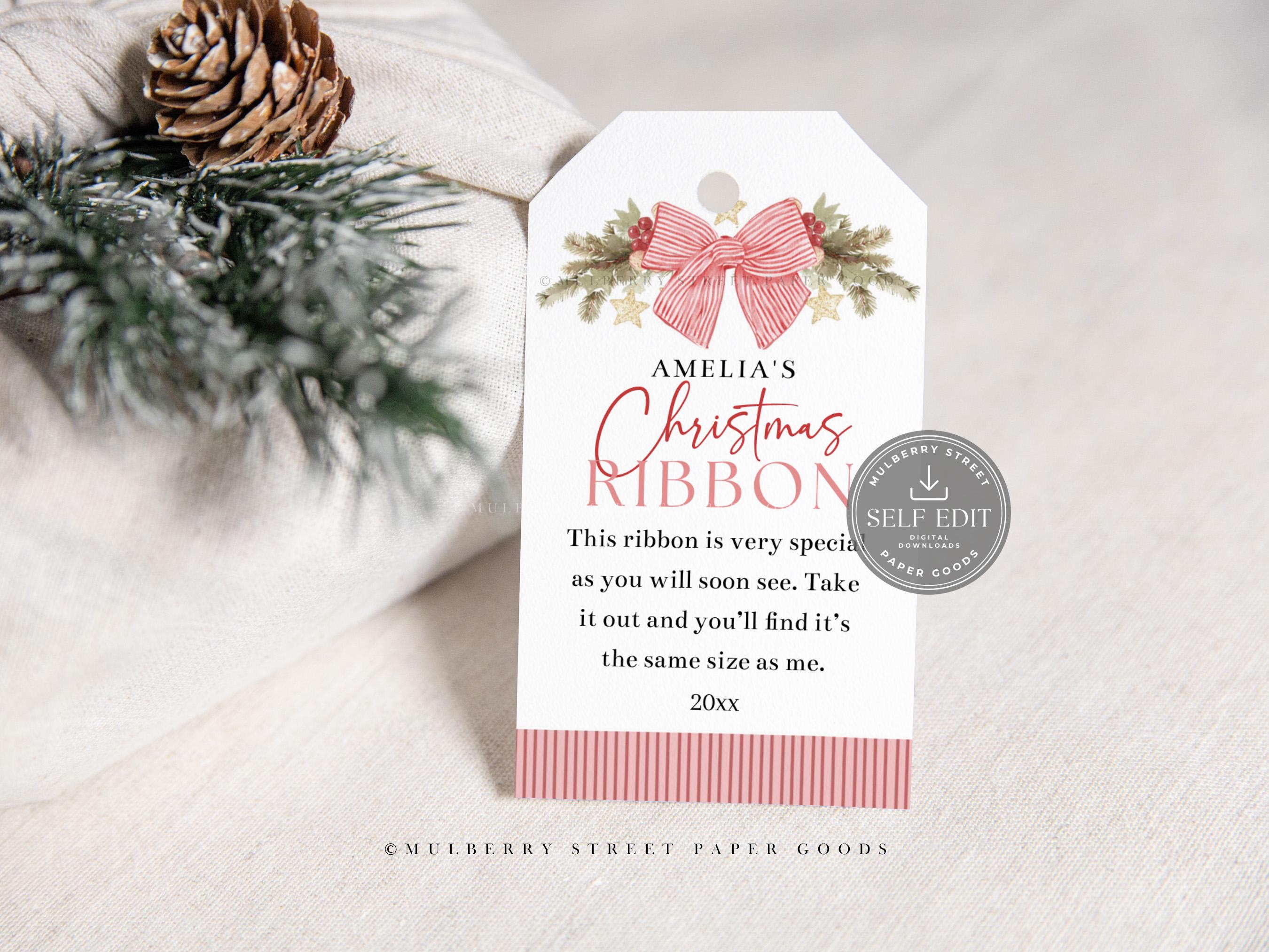 Editable Christmas Ribbon Gift Tag Printable Digital Download Canva ...