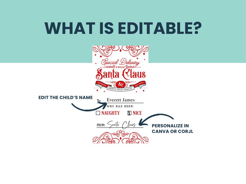 Editable Santa Gift Tag Printable Digital Download Canva Template ...