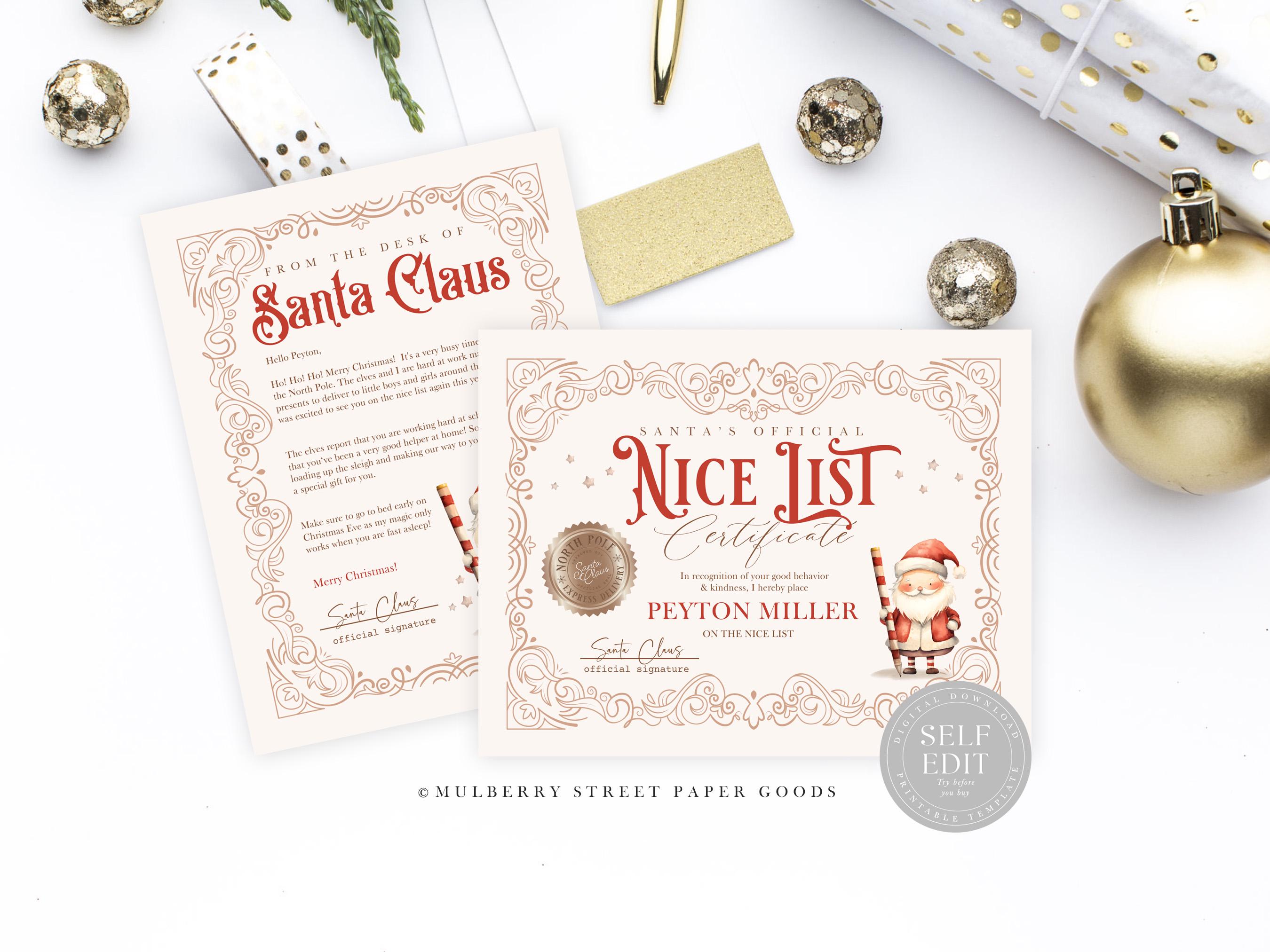 Editable Letter From Santa Canva Template Personalized Santa Nice List ...