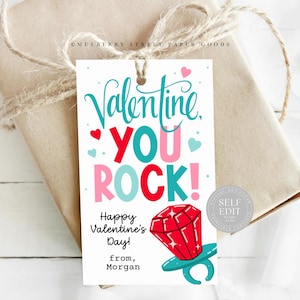 Ring Pop Valentine Card Druckbare Valentinstag Sie Rock Party Favor Digitaler Download Bearbeitbare Valentinstag Klasse Geschenk Ring Sucker
