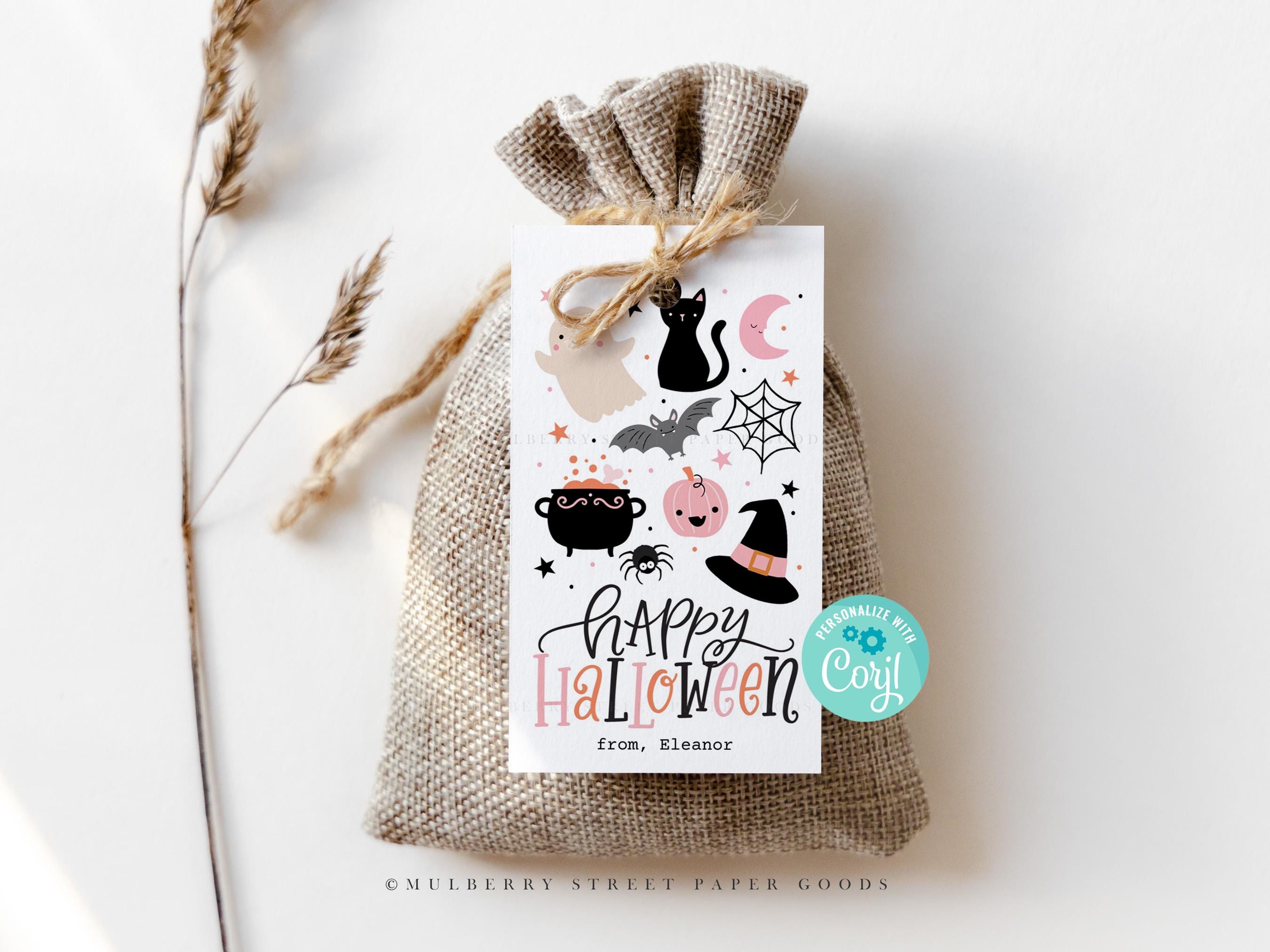 Happy Halloween Gift Tag Printable Pink Halloween Party Favors Tag ...