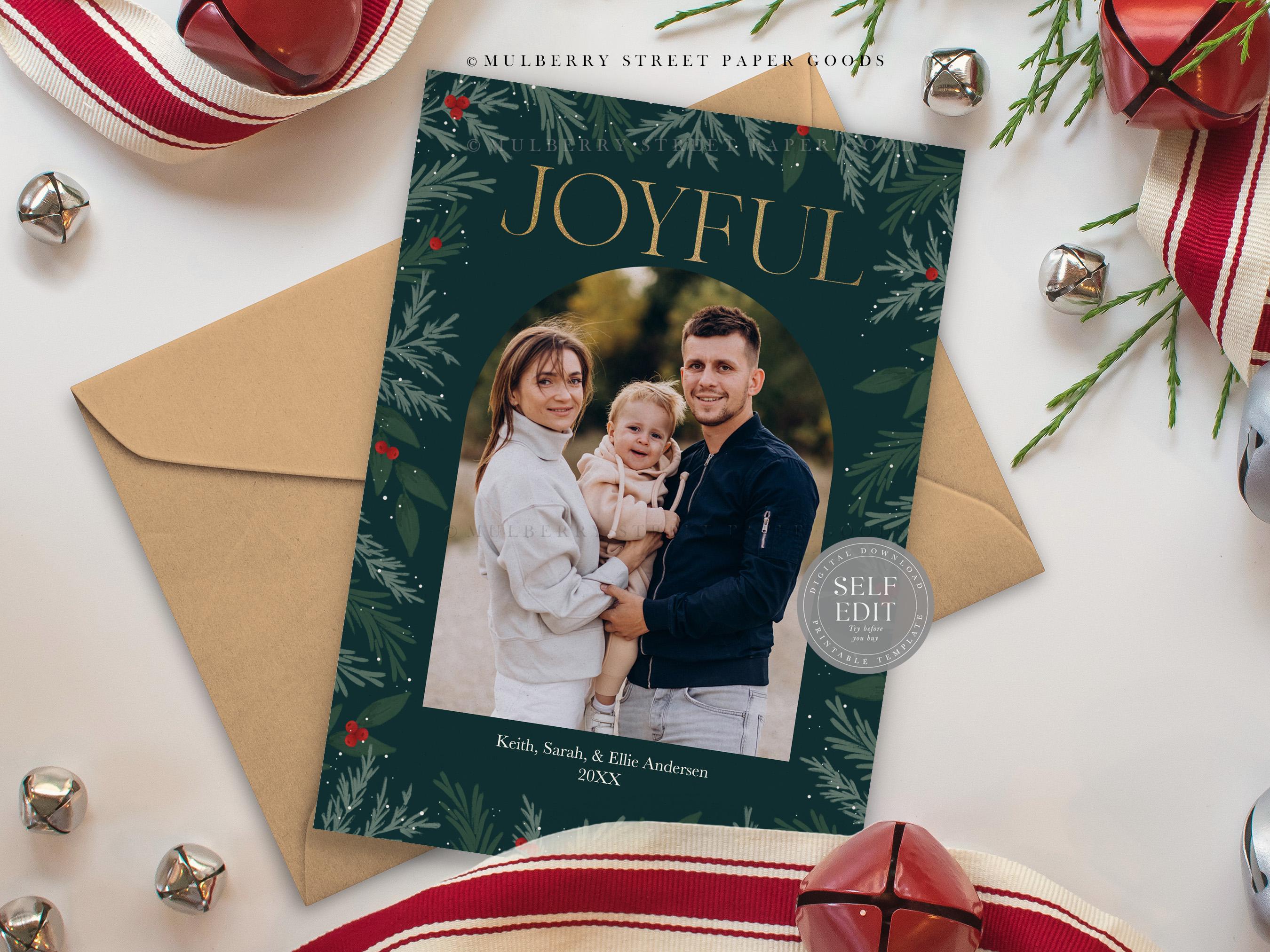 Christmas Card Printable Digital Download Canva Template Watercolor ...