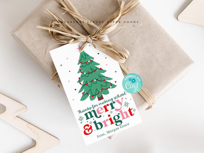 Editable Christmas Gift Tag Printable Thank You for Making School Merry ...