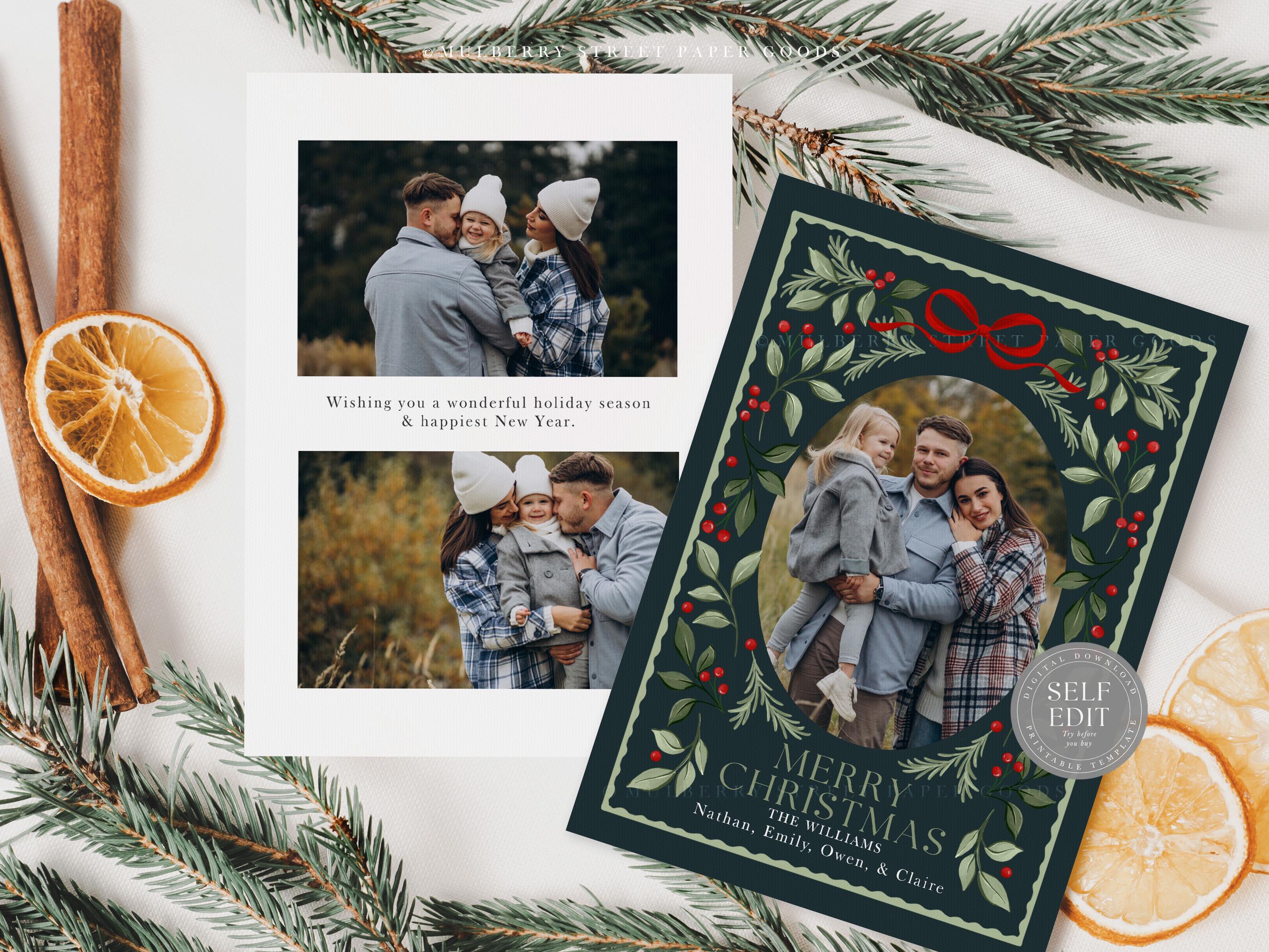 Editable Christmas Card Printable Digital Download Watercolor Custom ...