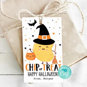 Etiqueta de presente de Halloween Chip or Treat para impressão Etiqueta de brinde de festa de Halloween Presente de Halloween para aluno em sala de aula para amigo Download instantâneo