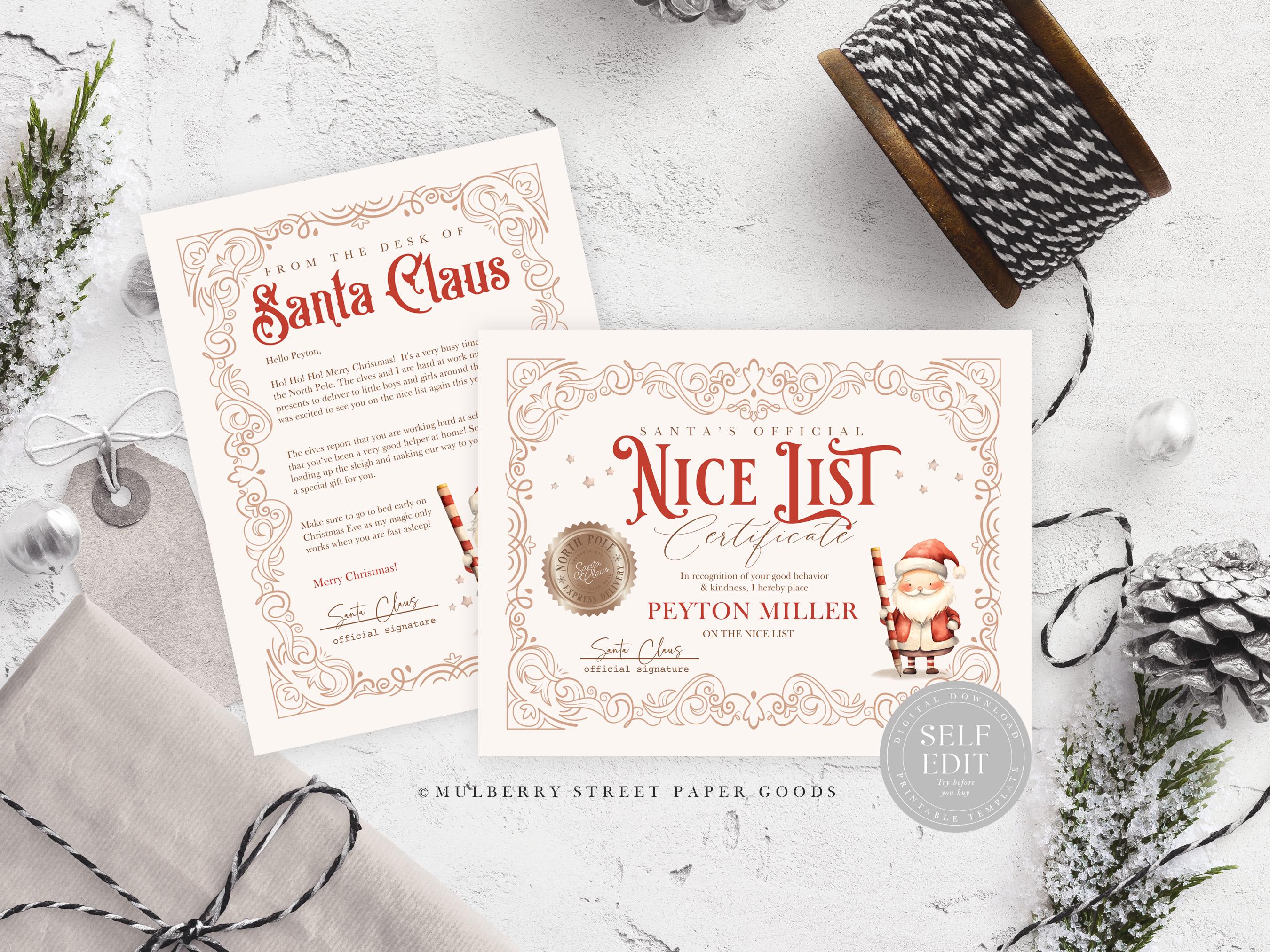 Editable Letter From Santa Canva Template Personalized Santa Nice List ...