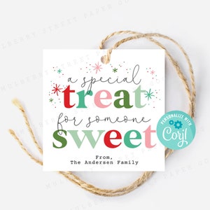 Printable Christmas Special Treat For Someone Sweet Gift Tag, Christmas Treat Bag or Party Favor Tag, Festive Christmas Tag, Edit with Corjl