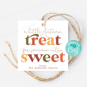 Afdrukbare herfsttraktatie voor iemand lief vierkant cadeaukaartje, taslabel herfsttraktatie, leraar, personeel waardering cadeaukaartje, instant download