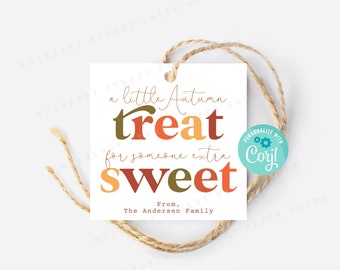 Printable Autumn Treat for Someone Sweet Square Gift Tag, Fall Treat Bag Tag, Teacher, Staff Appreciation Gift Tag,  Instant Download