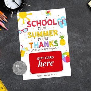 Last Day of School Teacher Gift Card Holder Printable Summer is Here ...