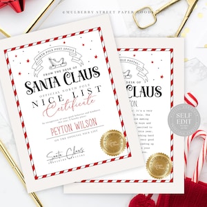 Lettera di Babbo Natale Canva Modello modificabile Babbo Natale Stampabile Lista dei buoni di Babbo Natale Certificato Download digitale Lettera personalizzata Corjl
