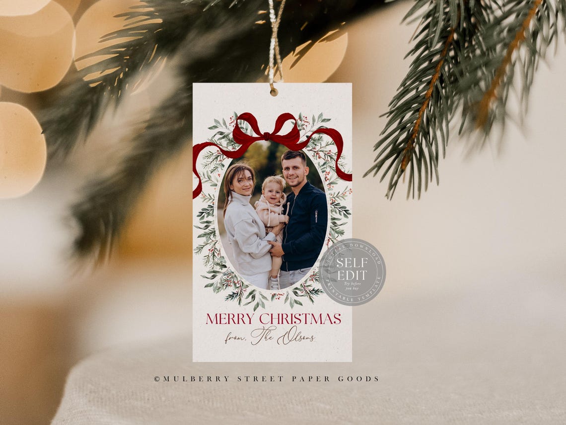 Editable Christmas Photo Gift Tag Printable Digital Download ...