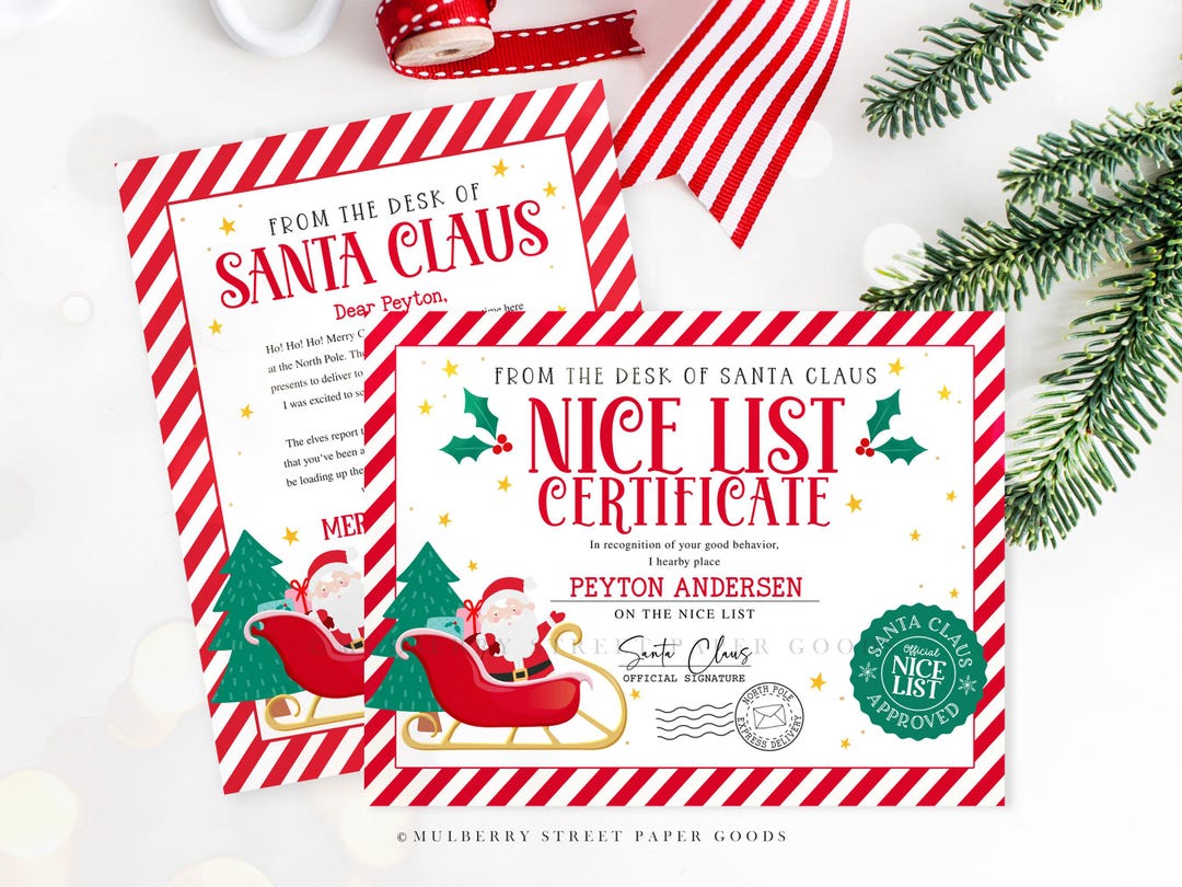 Editable Letter From Santa Canva Template Personalized Nice List Santa ...