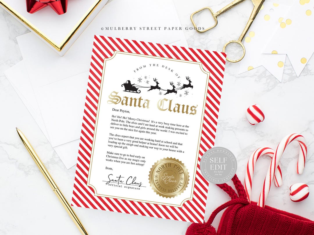 Editable Letter From Santa Canva Template Digital Download Letter From ...