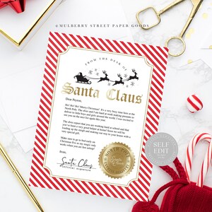 Plantilla editable de carta de Papá Noel en Canva Descarga digital Carta de Papá Noel Caja imprimible de Nochebuena Carta de Papá Noel Corjl