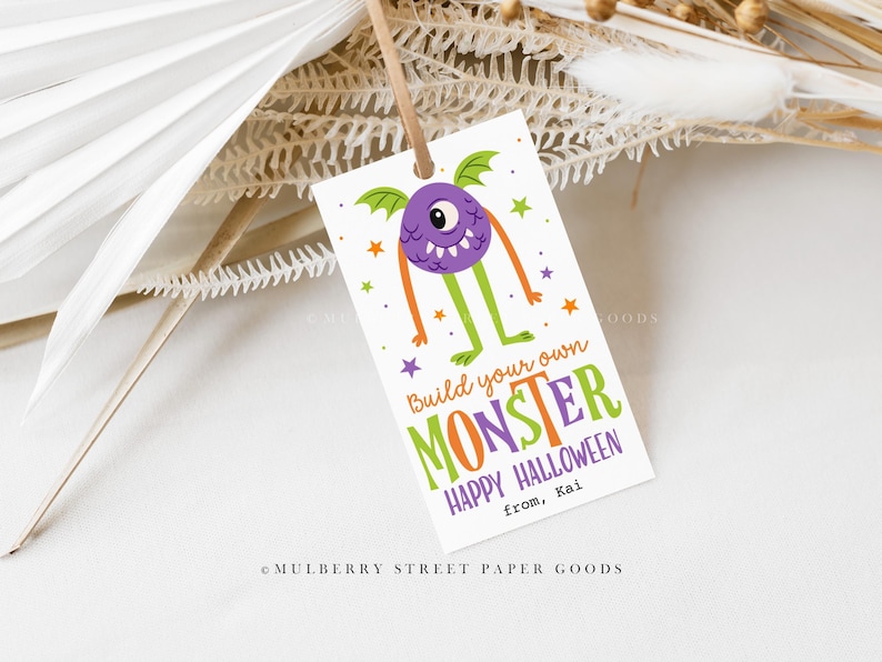 Halloween Build Your Own Monster Gift Tag Printable Halloween Party ...
