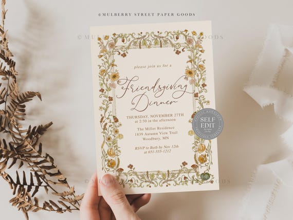Friendsgiving Invitation Printable Digital Download Personalized Friendsgiving Invite Custom Mobile Thanksgiving Invite Canva Template Corjl