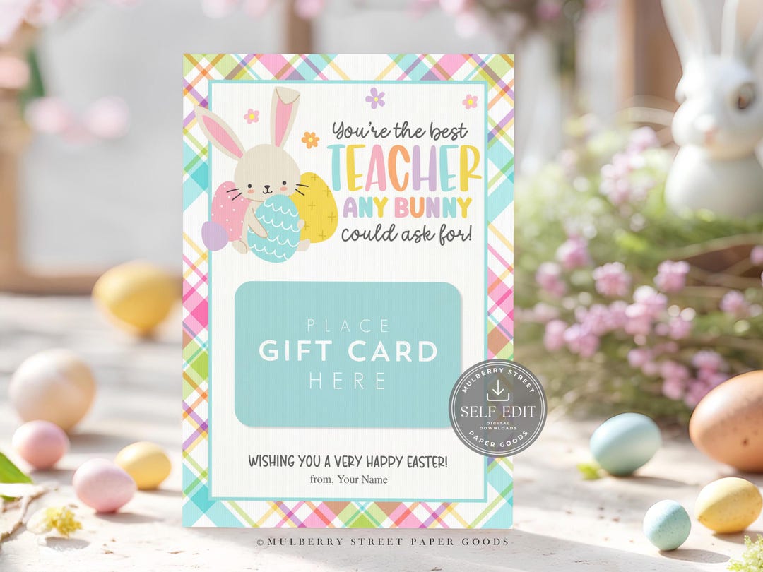 Easter Teacher Gift Card Holder Printable Canva Template, Editable ...