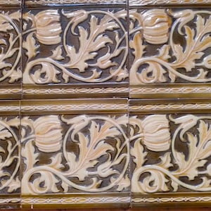 Large Victorian Minton glazed wall tiles