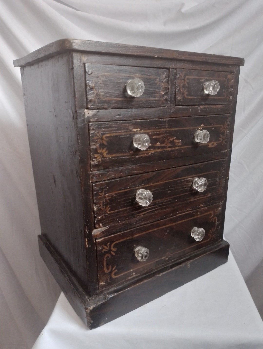 Victorian Stained Wood Table Top Chest Etsy