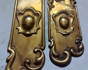 Pair of Edwardian brass door finger plates