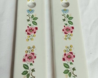 Vintage French porcelain door handle back plates