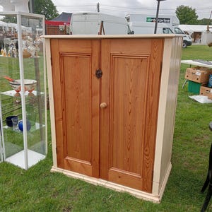 large Victorian pine pantry cupboard