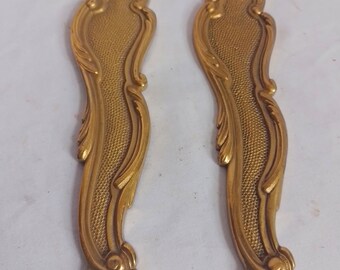 Pair French brass Art Nouveau-style door finger plates