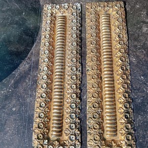 pair large ornate brass Victorian finger plates