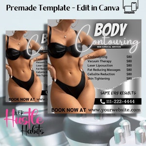 Body Contour, Body Contouring Flyer, Body Sculpting Flyer, Body Contour Template, DIY Body Contouring Flyer, Beauty Flyer, Work Out Flyer