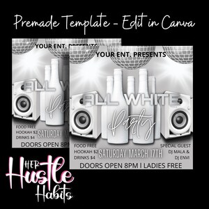 All White Party Flyer, Party Invitation, White Event, White Party Invites, White Party Poster, White Social Media Flyer