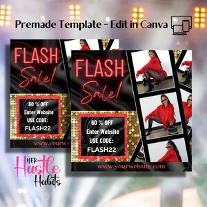 Flash Sale Flyer, Boutique Flyer, DIY Huge Sale Flyer, Red and Gold Flyer, DIY Sale Template, Clothing Store Flyer, Storewide Sale