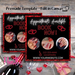 Valentines, Booking Appointments Flyer, DIY Booking Template, Nail Appointment, Hair Appointment, Lash Appointment, Makeup Appointment