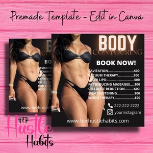 Body Contour, Body Contouring Flyer, Body Sculpting Flyer, Body Contour Template, DIY Body Contouring Flyer, Beauty Flyer, Work Out Flyer