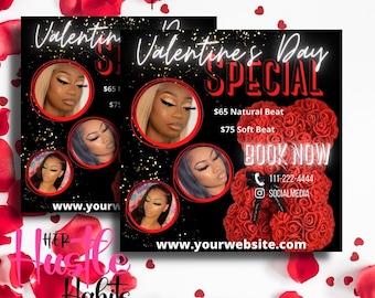 Folheto, folheto de promoção do dia dos namorados, promoção de dia dos namorados, promoção de férias, folheto de unhas, modelo DIY para o dia dos namorados, folheto de mídia social, folheto de boutique