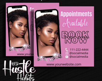 Pink Appointments Flyer, Beauty Salon Template (DIY Canva)