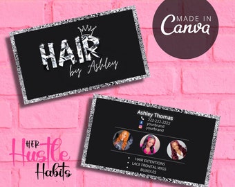 Business Card, Hair Stylist Business Card, DIY Hair Business Card, Hair Bundles, Premade Business Card Template, Beauty Business Card